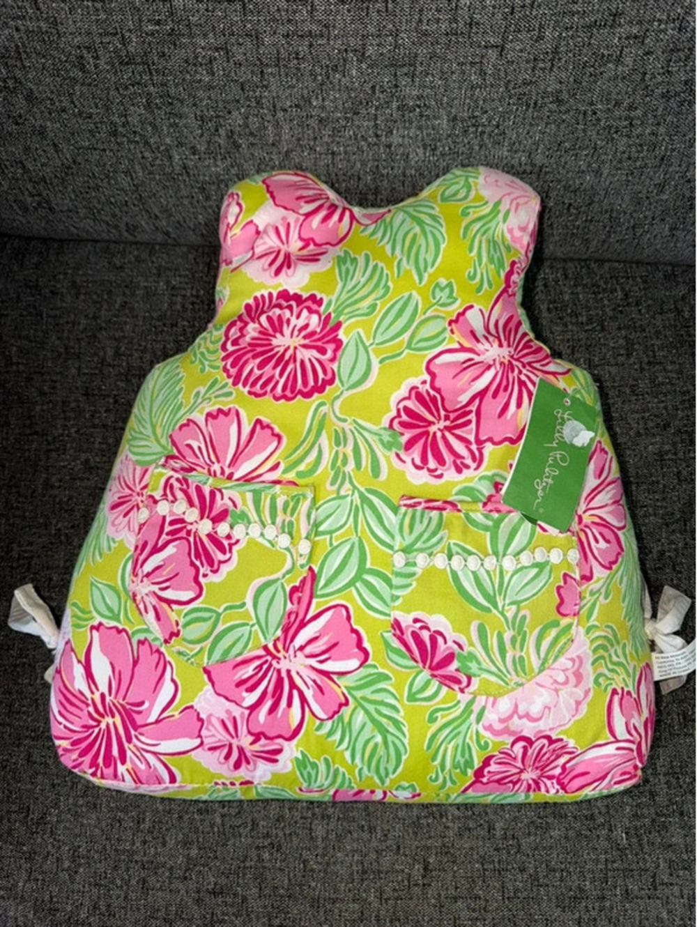 NWT Lilly Pulitzer Shift Dress Shaped Decorative Throw Pillow Green Floral VTG
